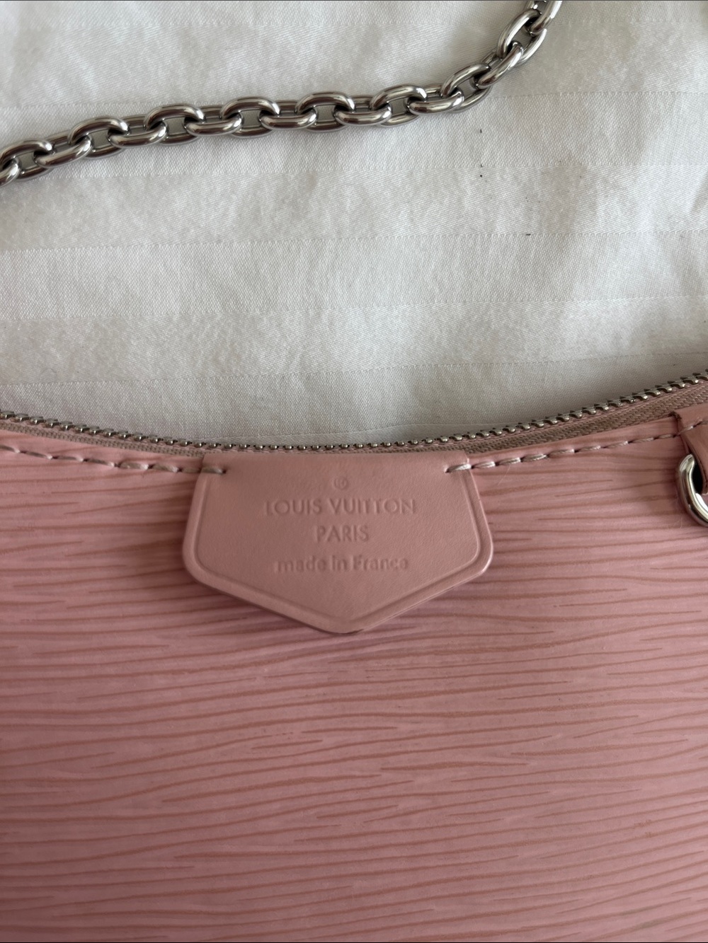 Louis Vuitton Pink Epi Leather Mini Shoulder Bag with Silver Chain Strap - Picture 4 of 7